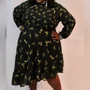 ELOQUII Asymmetrical Ruffle Hem dress